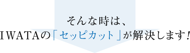 そんな時は、IWATAの「セッピカット」が解決します！